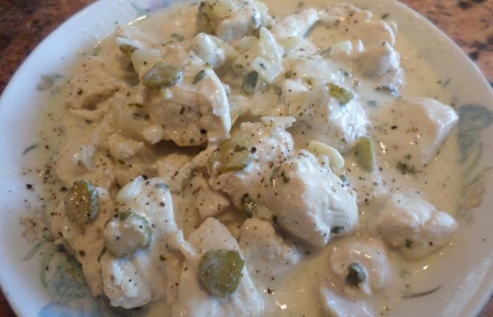 R�gime Dukan (recette minceur) : Blanquette � la cr�me de ch�vre #dukan https://www.proteinaute.com/recette-blanquette-a-la-creme-de-chevre-12196.html
