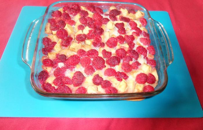 R�gime Dukan (recette minceur) : Flan brioch� pomme/framboise #dukan https://www.proteinaute.com/recette-flan-brioche-pomme-framboise-12223.html