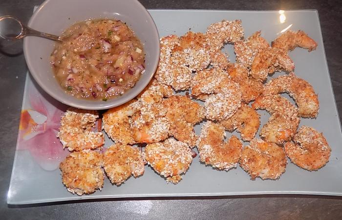 Régime Dukan (recette minceur) : Crevettes panées et chutney ananas #dukan https://www.proteinaute.com/recette-crevettes-panees-et-chutney-ananas-12664.html