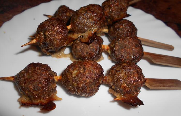 Brochette de boeuf caram�lis�