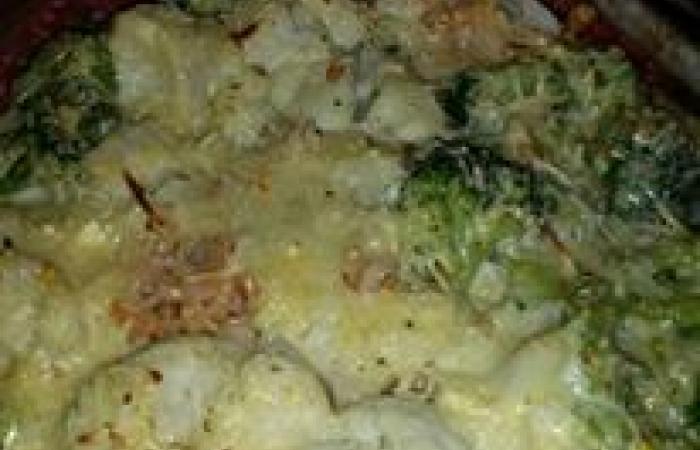 Rgime Dukan (recette minceur) : Gratin de chou-fleur et brocoli  aux crevettes #dukan https://www.proteinaute.com/recette-gratin-de-chou-fleur-et-brocoli-aux-crevettes-12788.html