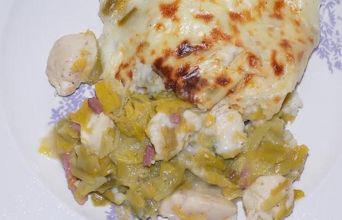 R�gime Dukan (recette minceur) : Gratin de poulet aux poireaux  #dukan https://www.proteinaute.com/recette-gratin-de-poulet-aux-poireaux-13060.html