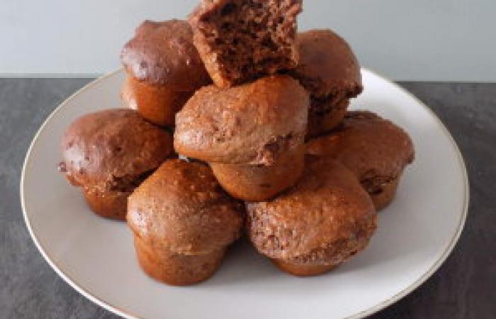 Régime Dukan (recette minceur) : Muffins poire amande et chocolat #dukan https://www.proteinaute.com/recette-muffins-poire-amande-et-chocolat-13085.html