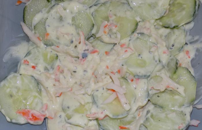 Rgime Dukan (recette minceur) : Salade fracheur concombre et surimi  #dukan https://www.proteinaute.com/recette-salade-fraicheur-concombre-et-surimi-13110.html