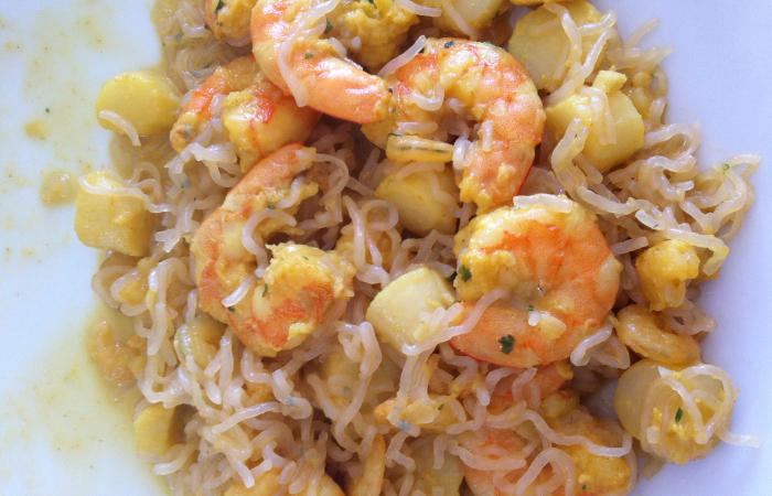 R�gime Dukan (recette minceur) : Shirataki de konjac aux saint-jacques et crevettes #dukan https://www.proteinaute.com/recette-shirataki-de-konjac-aux-saint-jacques-et-crevettes-13555.html