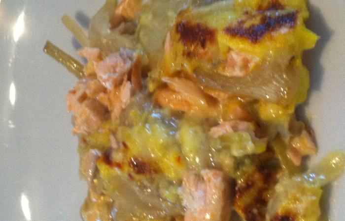 R�gime Dukan (recette minceur) : Gratin de saumon au fenouil braise et sauce safran�e  #dukan https://www.proteinaute.com/recette-gratin-de-saumon-au-fenouil-braise-et-sauce-safranee-13581.html