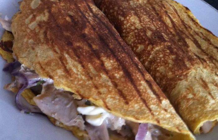 R�gime Dukan (recette minceur) : Galette au poulet r�ti, sauce b�chamel et emmental  #dukan https://www.proteinaute.com/recette-galette-au-poulet-roti-sauce-bechamel-et-emmental-13609.html