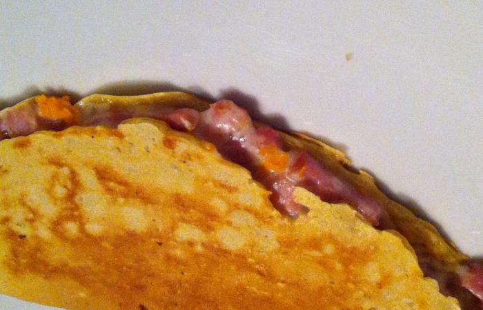 R�gime Dukan (recette minceur) : Cr�pe jambon fromage et carotte #dukan https://www.proteinaute.com/recette-crepe-jambon-fromage-et-carotte-13631.html
