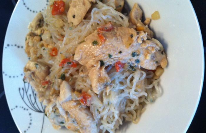 Aiguillettes de poulet thai aux vermicelles