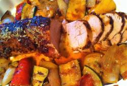 Recette Dukan : Mignon en croûte de tomates épicée et légumes grillés 