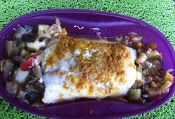 Recette Dukan : Filet de loup de mer et ratatouille au curry au micro-ondes 