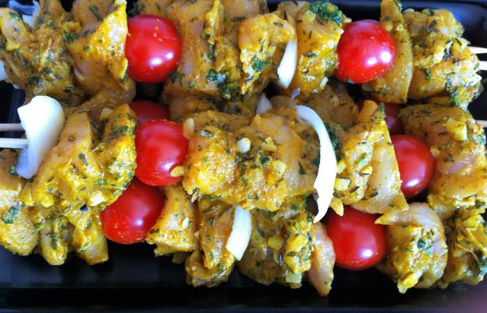 Brochettes de poulet colombo 