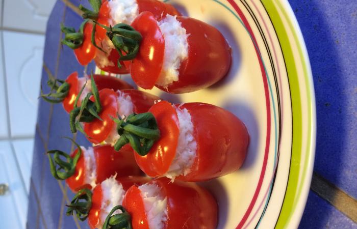 Rgime Dukan (recette minceur) : Tomates cocktail, rillettes de cabillaud  #dukan https://www.proteinaute.com/recette-tomates-cocktail-rillettes-de-cabillaud-14020.html