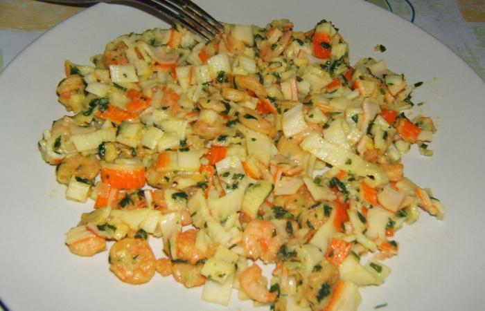 R�gime Dukan (recette minceur) : Tagliatelles de surimi aux crevettes #dukan https://www.proteinaute.com/recette-tagliatelles-de-surimi-aux-crevettes-1905.html