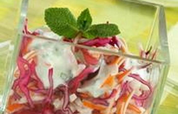 Régime Dukan (recette minceur) : Salade de surimi au chou rouge #dukan https://www.proteinaute.com/recette-salade-de-surimi-au-chou-rouge-2845.html