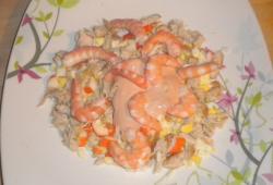 Recette Dukan : Salade poulet/crevettes sauce cocktail