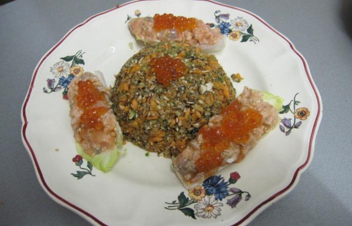 Tartare de saumon et sa concass�e de crudit�s