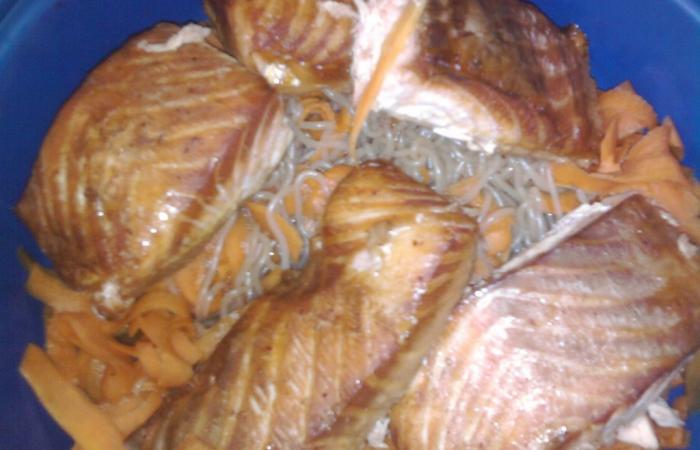 R�gime Dukan (recette minceur) : Saumon laqu� avec ses konjacs #dukan https://www.proteinaute.com/recette-saumon-laque-avec-ses-konjacs-3316.html