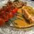 Filet de saumon curry tomates cerises po�l�e de champignons poireaux Dukan