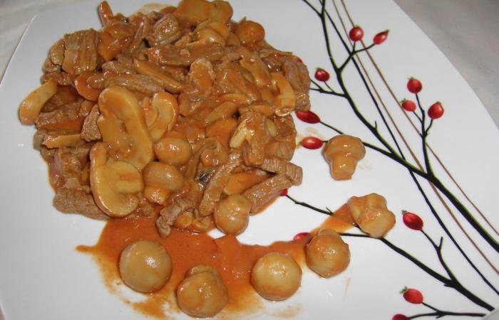 R�gime Dukan (recette minceur) : Boeuf strogonoff (sauce tomate et cr�me l�g�re) #dukan https://www.proteinaute.com/recette-boeuf-strogonoff-sauce-tomate-et-creme-legere-3872.html