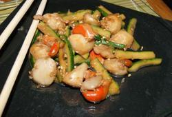 Recette Dukan : Wok de Saint-Jacques au gingembre