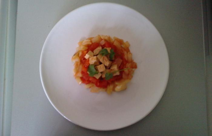 Tomates et oignons au tofu