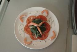 Photo Dukan Salade de mache, tomate et crevettes