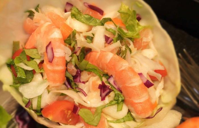 Régime Dukan (recette minceur) : Salade composée chou/saumon #dukan https://www.proteinaute.com/recette-salade-composee-chou-saumon-4704.html