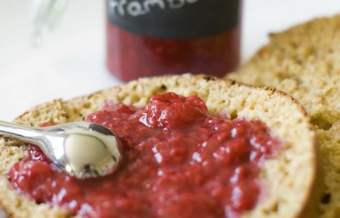 R�gime Dukan (recette minceur) : Confiture de framboises (avec morceaux) #dukan https://www.proteinaute.com/recette-confiture-de-framboises-avec-morceaux-4708.html