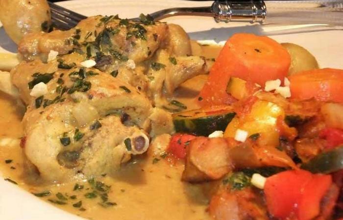 Lapin � la moutarde gingembre, fromage blanc 