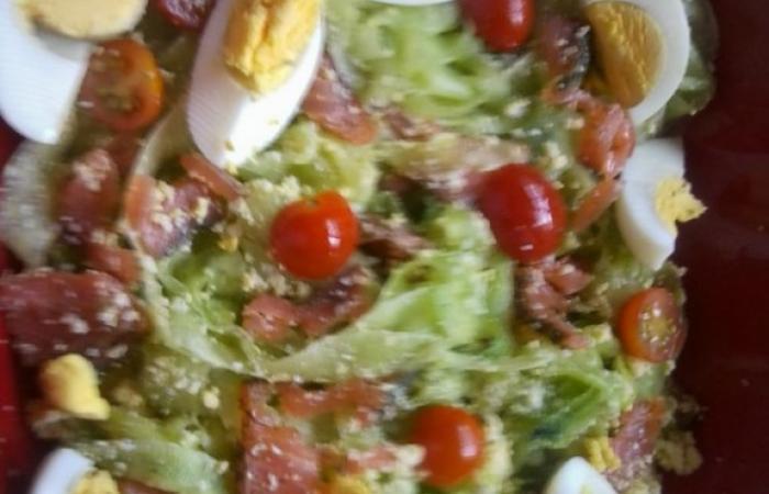 Régime Dukan (recette minceur) : Salade de Spaghettis de concombre au saumon #dukan https://www.proteinaute.com/recette-salade-de-spaghettis-de-concombre-au-saumon-5603.html