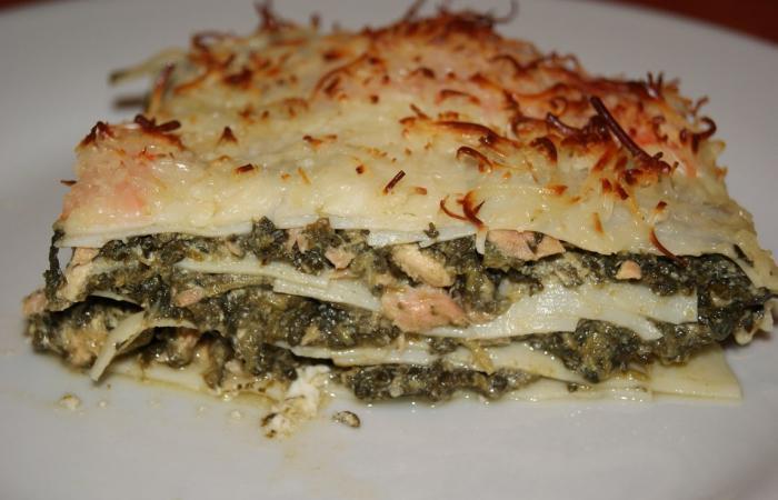 Régime Dukan (recette minceur) : Lasagne aux 2 saumons et aux épinards #dukan https://www.proteinaute.com/recette-lasagne-aux-2-saumons-et-aux-epinards-6191.html