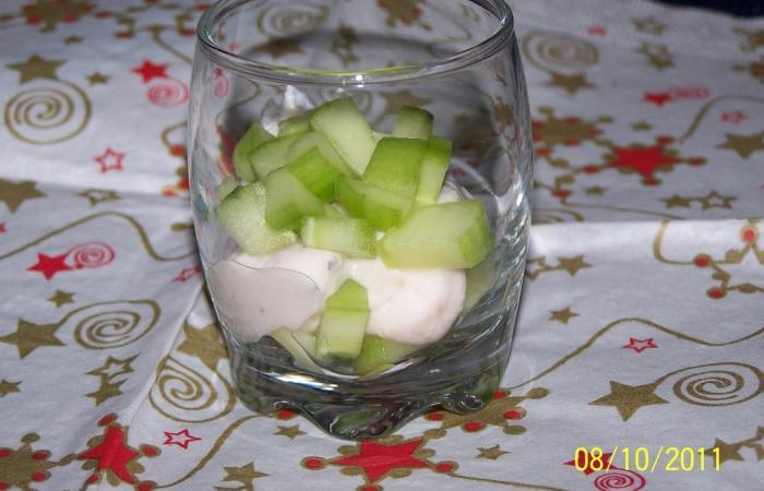 R�gime Dukan (recette minceur) : Verrine fraiche concombre/blanc de poulet #dukan https://www.proteinaute.com/recette-verrine-fraiche-concombre-blanc-de-poulet-6199.html