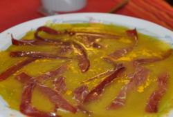 Recette Dukan : Velout� de potiron et poireaux, lamelles de viande des grisons