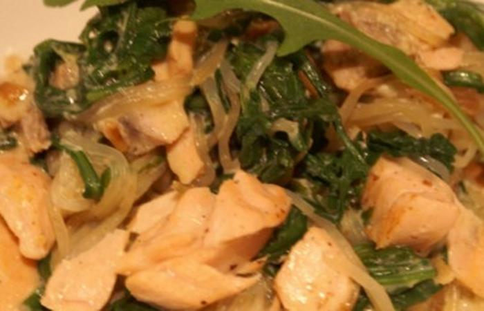 R�gime Dukan (recette minceur) : Vermicelles de konjac saumon et roquette #dukan https://www.proteinaute.com/recette-vermicelles-de-konjac-saumon-et-roquette-6247.html