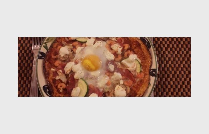 R�gime Dukan (recette minceur) : Pizza aux crevettes et jambon PL #dukan https://www.proteinaute.com/recette-pizza-aux-crevettes-et-jambon-pl-6478.html