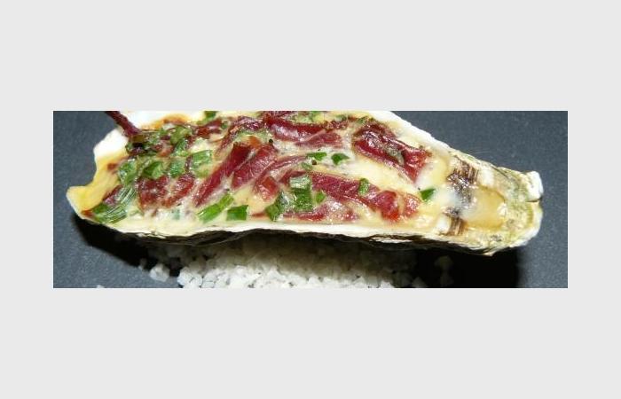 R�gime Dukan (recette minceur) : Hu�tres gratin�es entre terre et mer viande des Grisons #dukan https://www.proteinaute.com/recette-huitres-gratinees-entre-terre-et-mer-viande-des-grisons-6854.html