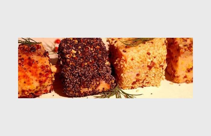 Rgime Dukan (recette minceur) : Saumon mi cuit aux graines de pavot, ssame, baies roses et moutarde #dukan https://www.proteinaute.com/recette-saumon-mi-cuit-aux-graines-de-pavot-sesame-baies-roses-et-moutarde-6873.html