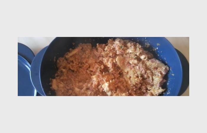 R�gime Dukan (recette minceur) : Fricass�e de poulet / jambon au boulgour #dukan https://www.proteinaute.com/recette-fricassee-de-poulet-jambon-au-boulgour-7480.html