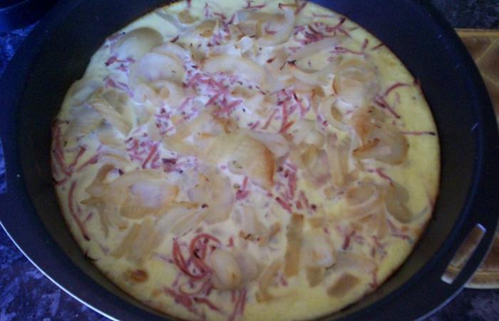 R�gime Dukan (recette minceur) : Tarte au jambon/oignon #dukan https://www.proteinaute.com/recette-tarte-au-jambon-oignon-754.html