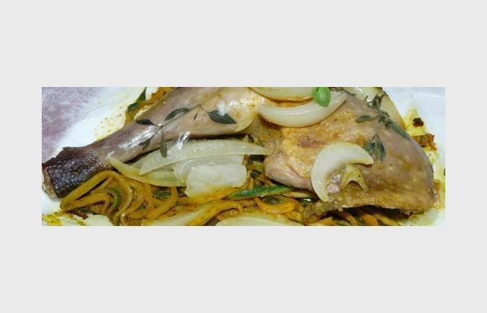 Régime Dukan (recette minceur) : Papillote de pintade et tagliatelles de légumes au curry #dukan https://www.proteinaute.com/recette-papillote-de-pintade-et-tagliatelles-de-legumes-au-curry-7882.html