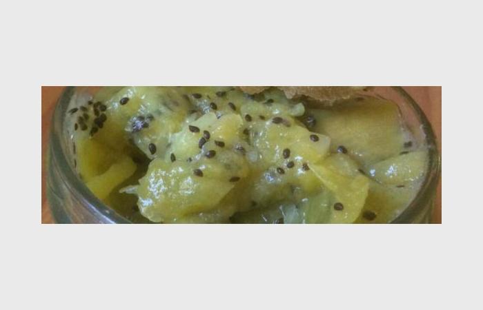 Régime Dukan (recette minceur) : Confiture de kiwi à la vanille #dukan https://www.proteinaute.com/recette-confiture-de-kiwi-a-la-vanille-8214.html