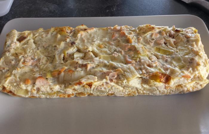 R�gime Dukan (recette minceur) : Flamiche de saumon et poireaux #dukan https://www.proteinaute.com/recette-flamiche-de-saumon-et-poireaux-838.html
