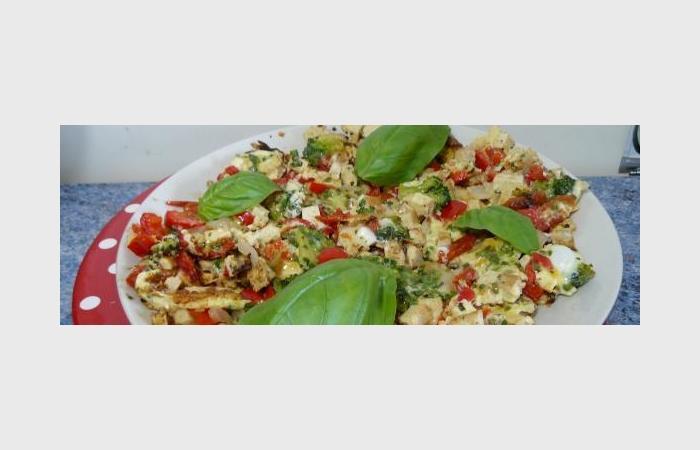 Régime Dukan (recette minceur) : Omelette au tofu fumé et petits légumes #dukan https://www.proteinaute.com/recette-omelette-au-tofu-fume-et-petits-legumes-8505.html