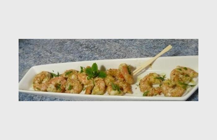 R�gime Dukan (recette minceur) : Crevettes laqu�es au miso et sirop d'agrume et menthe citron #dukan https://www.proteinaute.com/recette-crevettes-laquees-au-miso-et-sirop-d-agrume-et-menthe-citron-8578.html