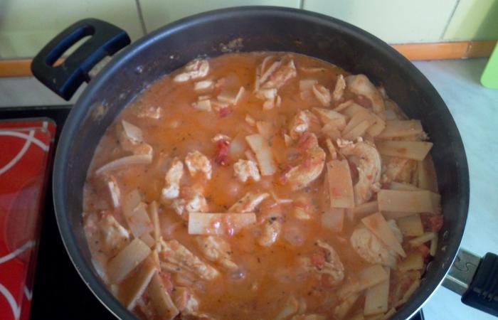 Régime Dukan (recette minceur) : Emincé de poulet aux bambous et tomate #dukan https://www.proteinaute.com/recette-emince-de-poulet-aux-bambous-et-tomate-8911.html