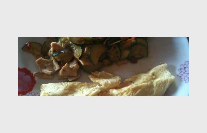 Rgime Dukan (recette minceur) : Wok de legumes a la dinde et omelette fine faon crpe  #dukan https://www.proteinaute.com/recette-wok-de-legumes-a-la-dinde-et-omelette-fine-facon-crepe-9376.html