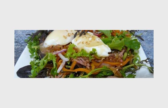 Rgime Dukan (recette minceur) : Oeufs pochs au sirop d'rable en salade aux allumettes de jambon #dukan https://www.proteinaute.com/recette-oeufs-poches-au-sirop-d-erable-en-salade-aux-allumettes-de-jambon-9479.html