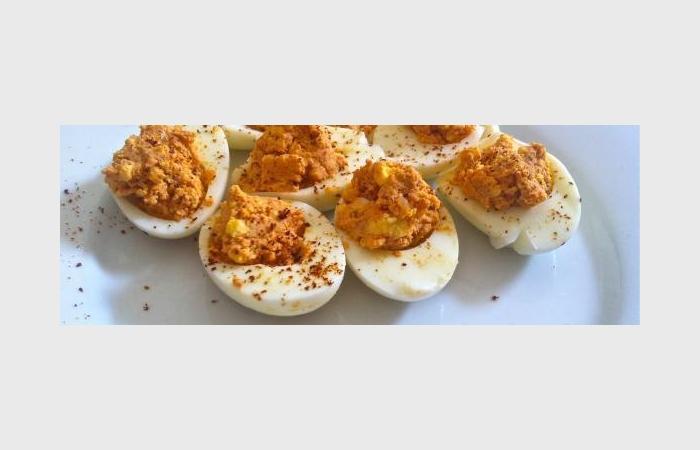 Régime Dukan (recette minceur) : Oeufs mimosas à l'americaine (Deviled Eggs) #dukan https://www.proteinaute.com/recette-oeufs-mimosas-a-l-americaine-deviled-eggs-9506.html