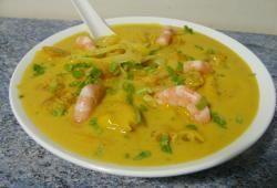 Recette Dukan : Soupe thaï au potimarron tagliatelles de konjac et crevettes